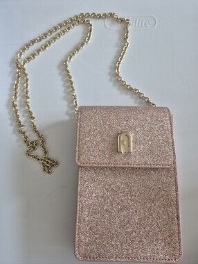 Furla 1927 Glitter Pink Vertical Crossbody Phone Bag
